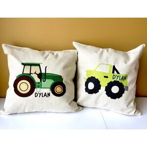 Monster Trucks & Tractors personalized. 16 x 16 linen cover only